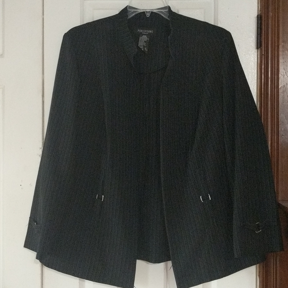 Black pinstripe blazer
